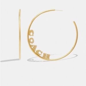 NWT Coach Pearl Medium Hoop Earrings